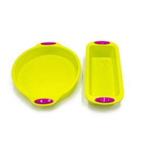 Silicone Mold 2 PC Food Grade Silicone Baking Pan Loaf Bread Pan and Round Cake Pan Non-Stick Pan Microwave Oven Dishwasher Safe