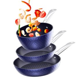 Household Frying Pan Set 3-Piece Nonstick Saucepan Woks Cookware Set