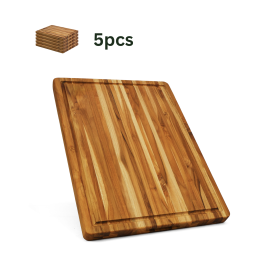 Rectangular Real Teak Wood Cutting Board With Juice Groove 20 INCH, Pack of 5 pieces
