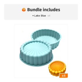 1pc Silicone Charlotte Cake Pan; Reusable Round Baking Molds For Strawberry Shortcake Cheesecake Brownie Tart Pie; 7.68*2.4in (Color: Lake Blue*4)