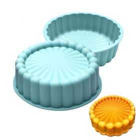 1pc Silicone Charlotte Cake Pan; Reusable Round Baking Molds For Strawberry Shortcake Cheesecake Brownie Tart Pie; 7.68*2.4in (Color: Lake Blue)