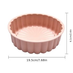 1pc Silicone Charlotte Cake Pan; Reusable Round Baking Molds For Strawberry Shortcake Cheesecake Brownie Tart Pie; 7.68*2.4in (Color: Pink)