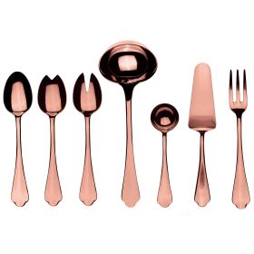 Dolce Vita 7 Piece Serve Set Mirror Bronze Flatware Set