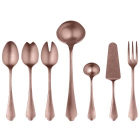 Dolce Vita 7 Piece Serve Set Pewter Bronze Flatware Set