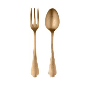 Serving Set (Fork And Spoon) Dolce Vita Pewter Oro Flatware Set
