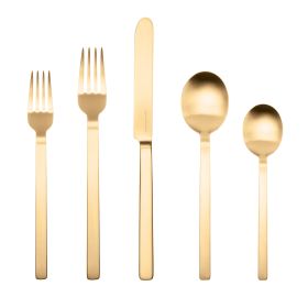 5 Piece Place Setting Stile Ice Oro Flatware Set