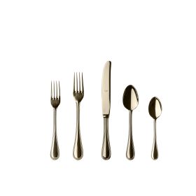 5 Piece Place Setting Perla Champagne Flatware Set