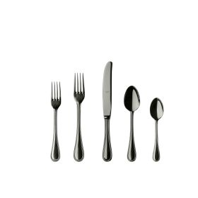 5 Piece Place Setting Perla Oro Nero Flatware Set