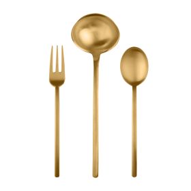 3 Pcs Serving Set (Fork Spoon And Ladle) Due Ice Oro