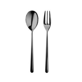 Serving Set (Fork And Spoon) Linea Oro Nero