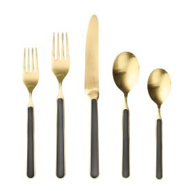 5 Piece Place Setting Fantasia Ice Oro Black Flatware Set