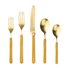 5 Piece Place Setting Fantasia Ice Oro Mustard Flatware Set