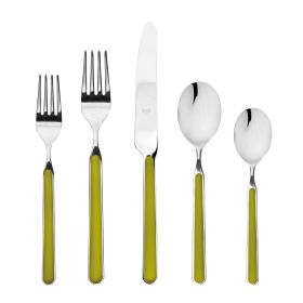 Set 5 Piece Fantasia Olive-Green Flatware Set