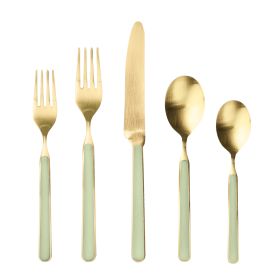 5 Piece Place Setting Fantasia Ice Oro Sage Flatware Set