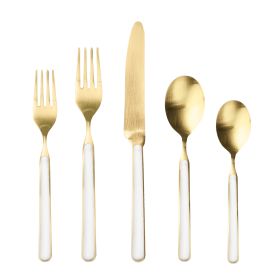 5 Piece Place Setting Fantasia Ice Oro White Flatware Set