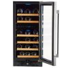 32 Bottle Black Stainless Under Counter Wine Cooler, Dual Zone