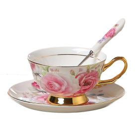 Tea Time Porcelain Tea Cup Coffee Cup Set Cup Saucer Spoon Ceramic Tea Set 6.8OZ
