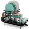 2-Tier Collapsible Dish Rack with Removable Drip Tray - black