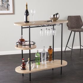 Dagney Wine/Bar Table w/ Glassware Storage â€“ Natural and Black Finish