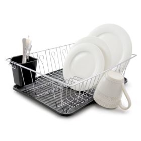 Multiful Functions Houseware Kitchen Storage Stainless Iron Shelf Dish Rack - Black - 16 In