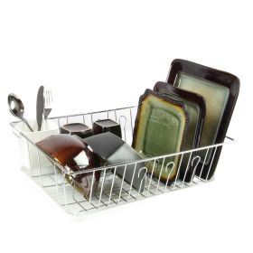 Multiful Functions Houseware Kitchen Storage Stainless Iron Shelf Dish Rack - White - 17.5 In