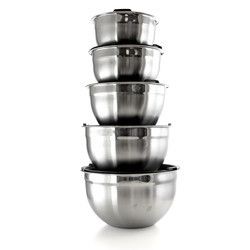MegaChef 5 Piece Multipurpose Stackable Mixing Bowl Set with Lids - MG-10L