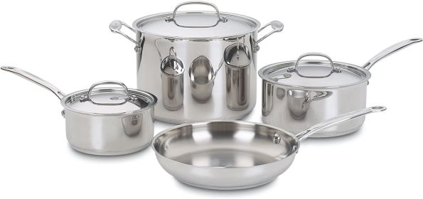 Chef's Classic 7-Piece Stainless Steel Cookware Set with Lid - silver - Stainless steel
