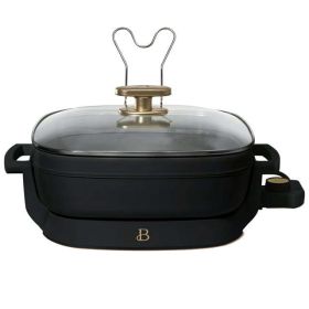 5 in 1 Electric Skillet - Expandable up to 7 Qt with Glass Lid, Black Sesame by Drew Barrymore