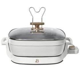5 in 1 Electric Skillet - Expandable up to 7 Qt with Glass Lid, Cornflower Blue by Drew Barrymore