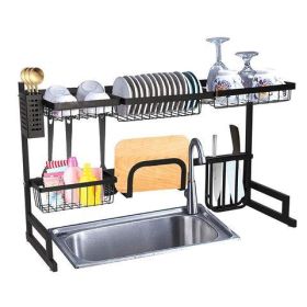 Bosonshop Over The Sink Dish Drying Rack Stainless Steel Kitchen Supplies Storage Shelf Drainer Organizer, 35" x 12.2" x 20.4" - 1