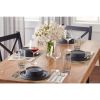 16-Piece Charcoal and Dark Gray Contrasting Stoneware Dinnerware Set (Serves 4)