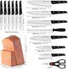 Knife Sets with Block; 15-Piece Kitchen Knife Set with Sharpener; Germany Stainless Steel Knife Block Set and Serrated Steak Knives