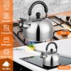 2.1Quarts Stainless Steel Whistling Tea Kettle Stovetop Induction Gas Teapot with Insulated Handle Camping Kitchen Office