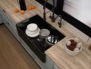 Matt Black Fireclay Farmhouse Kitchen Sink 33 inch Single Bowl Apron Sink with Bottom Grid in & Drain ;  Black Color