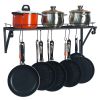 Wall Hanging Pot Rack Mounted Storage Shelf with S Hooks for Pans, Utensils, Books, Plant Black