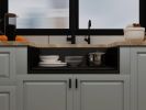 Matt Black Fireclay Farmhouse Kitchen Sink 33 inch Single Bowl Apron Sink with Bottom Grid in & Drain ;  Black Color