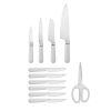 12-piece Forged Kitchen Knife Set in White with Wood Storage Block;