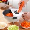 9 In 1 Multi-function Vegetable Cutting Artifact; Household Potato Shredding Machine; Manual Kitchen Artifact; Cutting Vegetable Draining