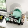 2-Tier Collapsible Dish Rack with Removable Drip Tray - black