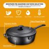 Enameled Silicone Oil Cast Iron 12 Inch Skillet Deep Saut Pan 5 Quart Jumbo Cooker