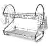 Multiful Functions Houseware Kitchen Storage Stainless Iron Shelf Dish Rack - Silver - 22 In