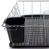 Multiful Functions Houseware Kitchen Storage Stainless Iron Shelf Dish Rack - Black - 16 In