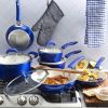 Kenmore Arlington 12 Piece Aluminum Ceramic Coated Nonstick Cookware Set in Metallic Blue