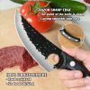 Qulajoy Viking Knife - Hand Forged Boning Knife Butcher Knife - Hammered High Carbon Steel Meat Cleaver For Kitchen Outdoor Camping BBQ