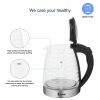 ZOKOP American Standard HD-1858L 1.8L 110V 1100W Electric Kettle Stainless Steel High Quality Borosilicate Glass Blue Light
