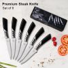 CHUSHIJI Steak Knives Set of 6 Stainless Steel Steak Knives Razor-Sharp Steak Knife Set Well-crafted Iridescent Seamless Ergonomically