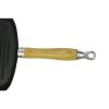 Cast Iron Grill Pan BBQ Skillet Wooden Handle