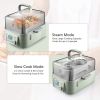 Buydeem All-in-One Intelligent Food Steamer (2.1Qt) with lid and 2 Stew Pots(2 * 1.5Qt) Electric Stew Pot G563,1500W, Mint Green