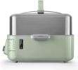Buydeem All-in-One Intelligent Food Steamer (2.1Qt) with lid and 2 Stew Pots(2 * 1.5Qt) Electric Stew Pot G563,1500W, Mint Green