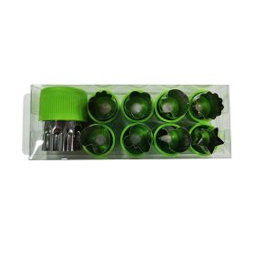5/9/12pcs Fruit Vegetable Cookie Cutters Shapes Sets; Stainless Steel Food Mini Pie Cookie Stamps Mold For Kids Baking; Bento Box And Decorating Tools (size: Green 9-piece Set)